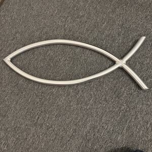 JESUS Cross Religious Logo Christian Fish Symbol Chrome 30” Decoration